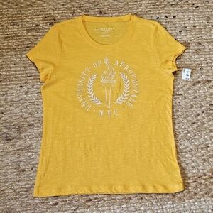 Aeropostale Yellow Tee with White Lettering - Sz XL